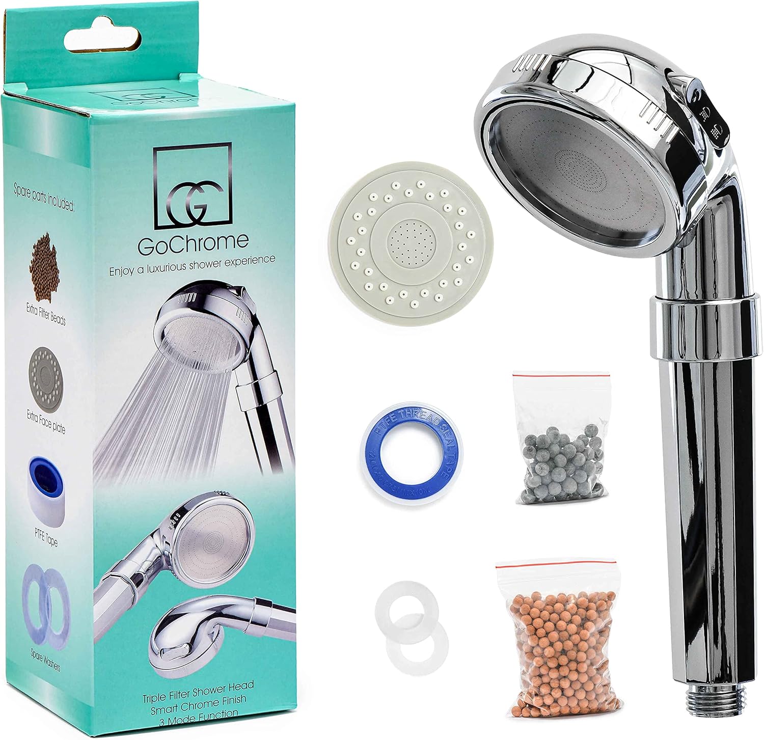 GoChrome Filter Shower Head Handheld Shower Head Water Saving 3