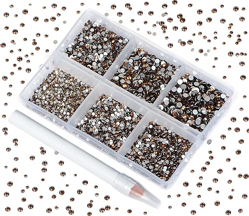 Miniatura 102 de 2880 diamantes de imitación para arte de uñas, sin termofijación, fijación con pegamento, cristales redondos de vidrio con base plana para hacer