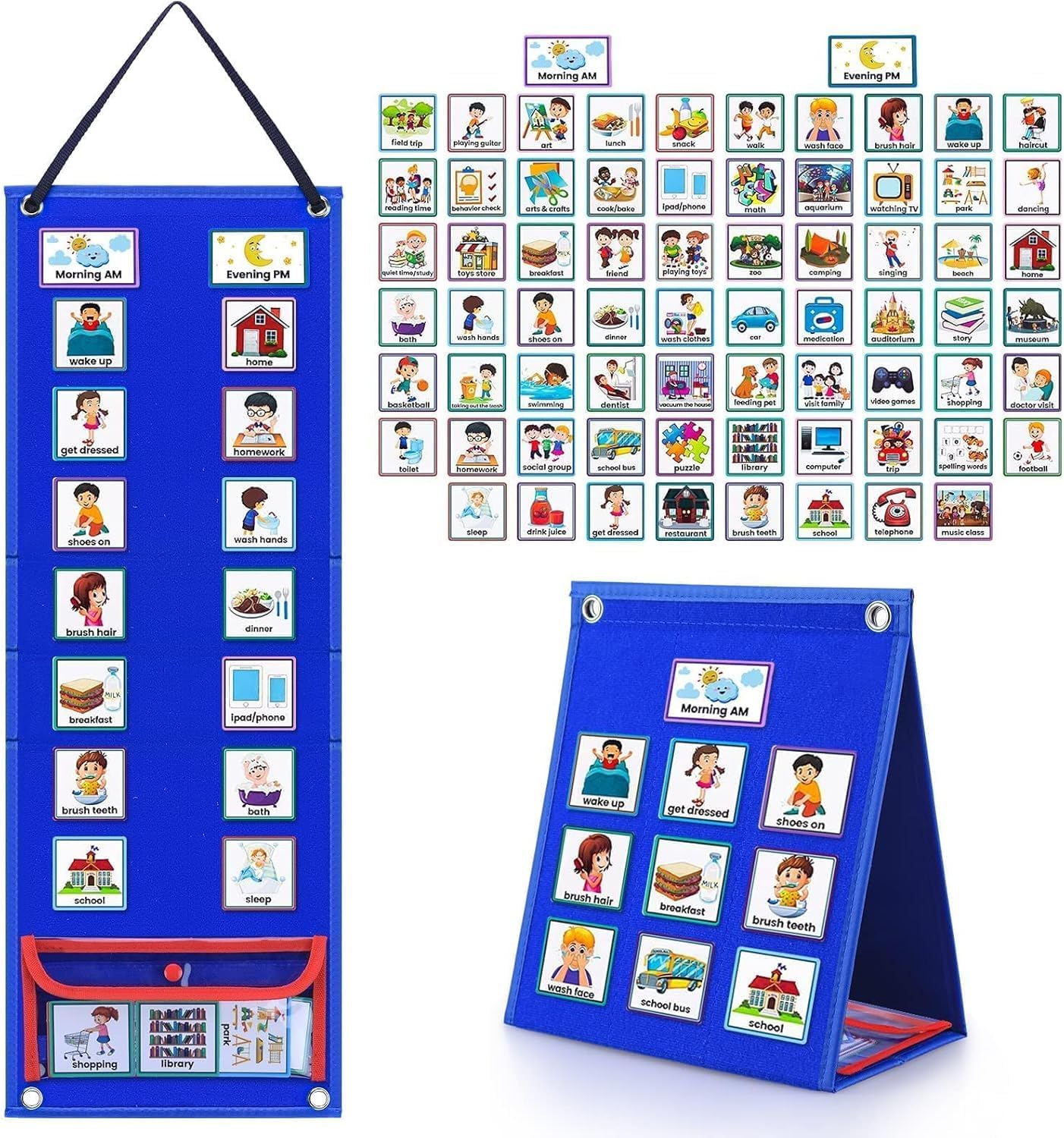 Interactive Routine Visual Schedule Aputue Visual Schedule Chart Kids Daily Routine Chart With 70 ...