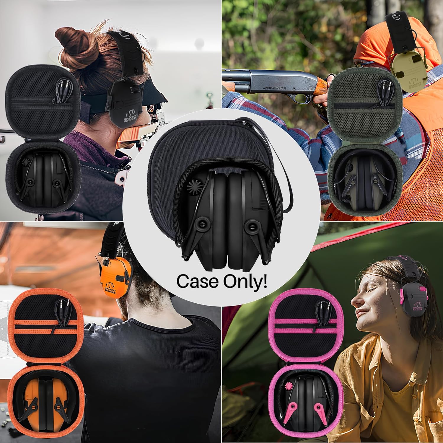 Storage Case Compatible with Walkers Razor Slim/PROHEAR 066 030 Electronic Shooting Earmuff Hearing Protection Muff (Black + Pink Case) - Image 9