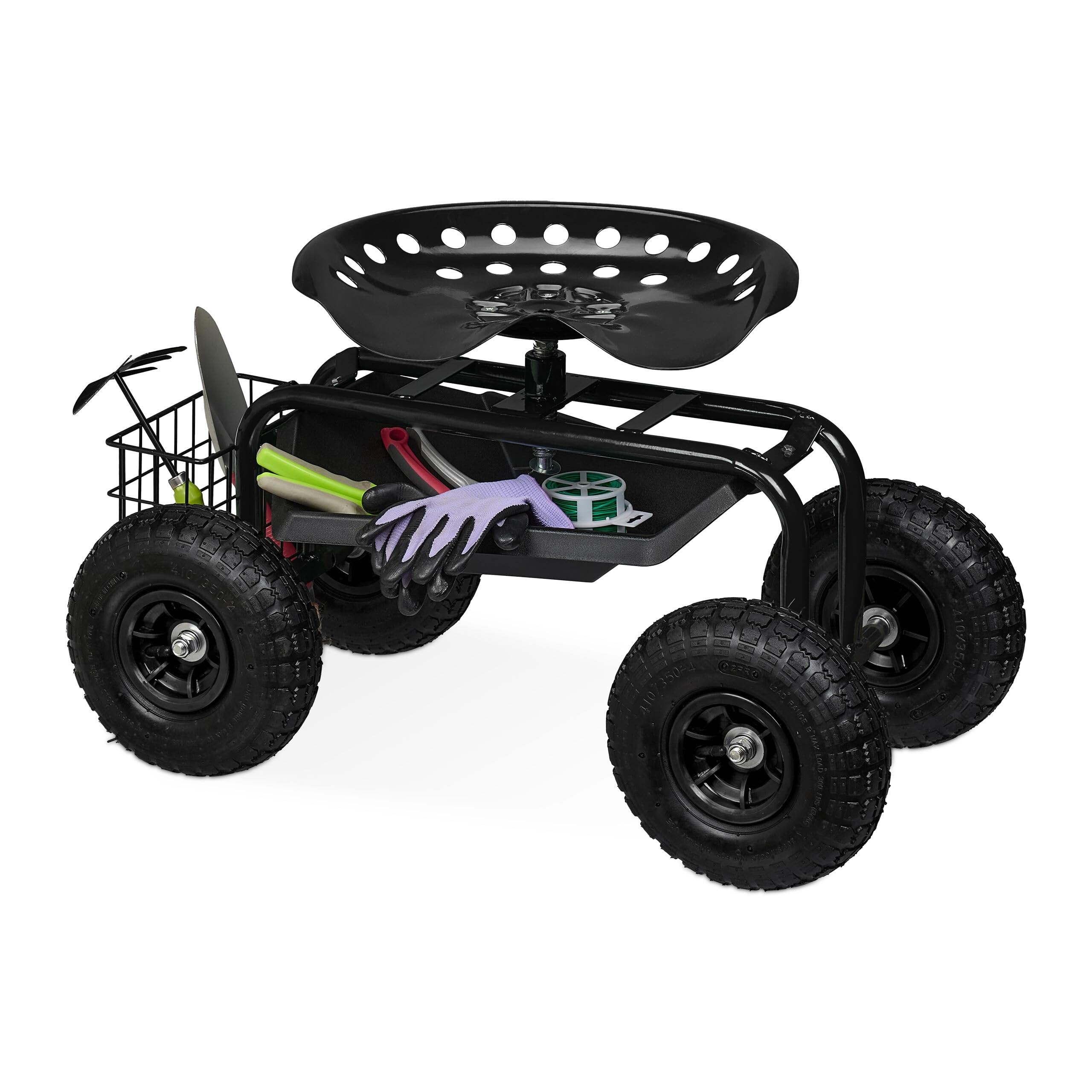 AXI AG22 Tuinkrukje op wielen voor de tuin in Zwart - Tuinkruk