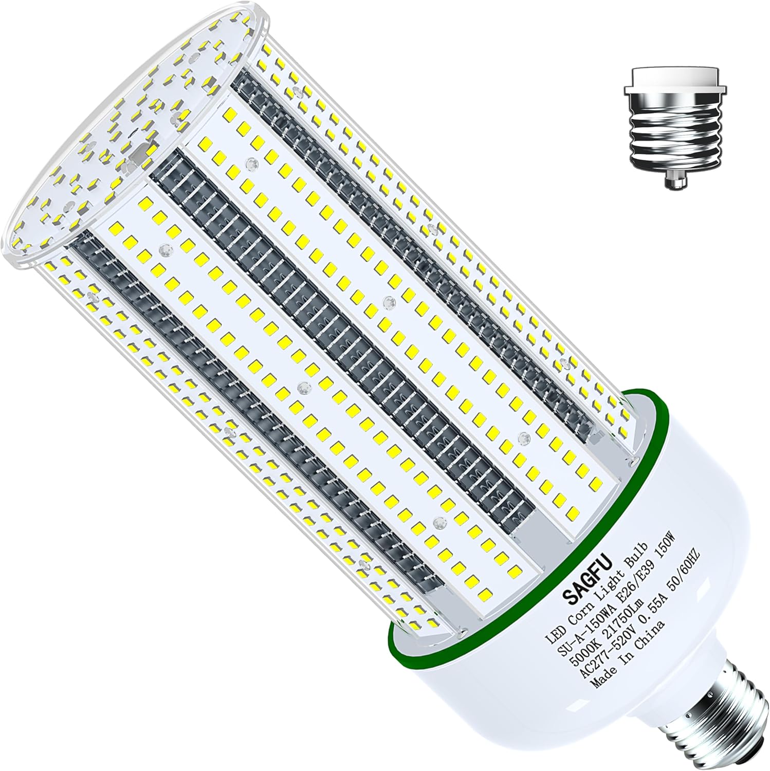 480V LED Corn COB Light Bulb 100W,LED Corn Bulb 5000K Daylight White,1-Pack 1000W Equivalent,14000 Lumens Super Bright,E26/E39 Base for Indoor Outdoor Garage Warehouse G (100W G 480V)