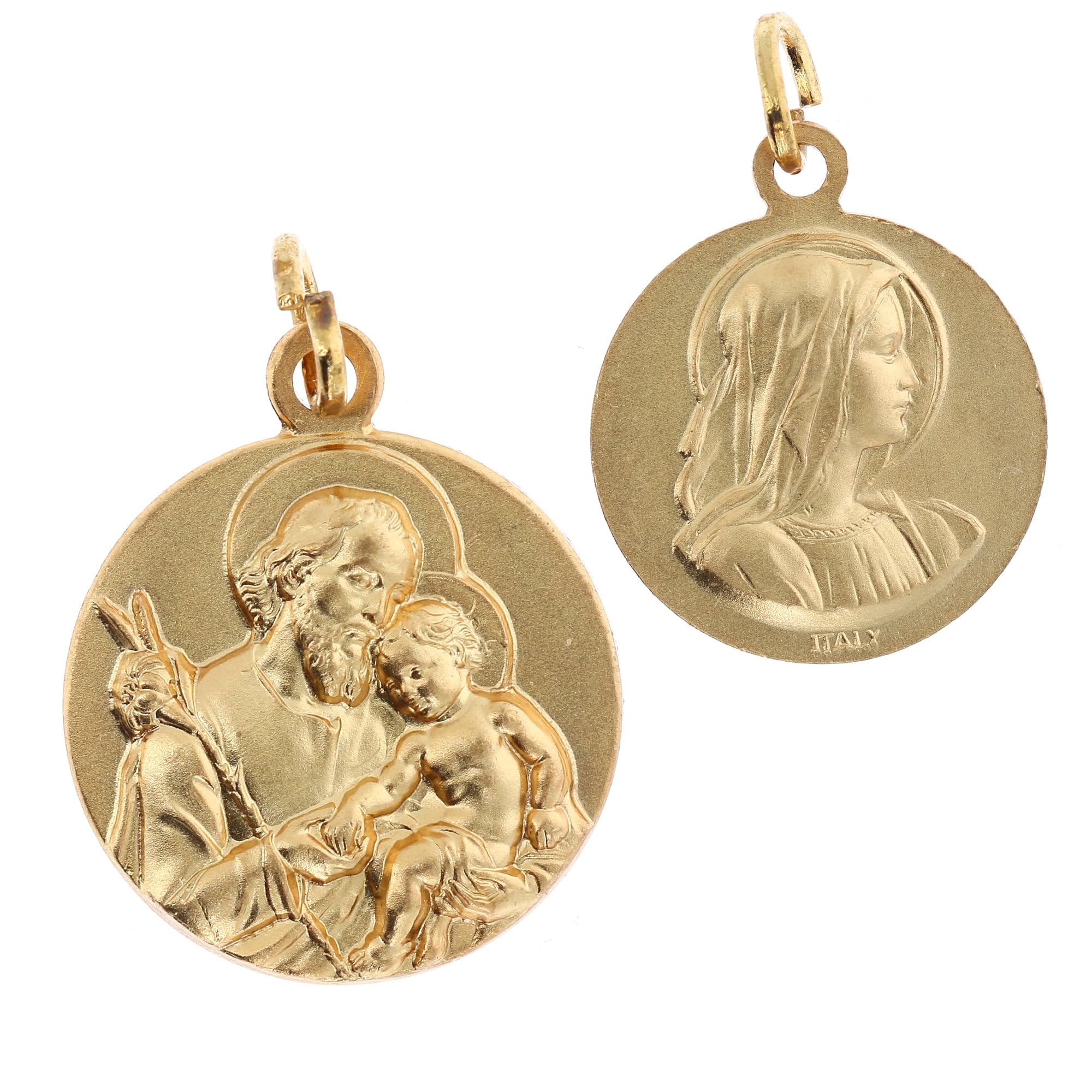 SHALOM - Médaille Saint Joseph, en laiton doré, diamètre 1,8 cm