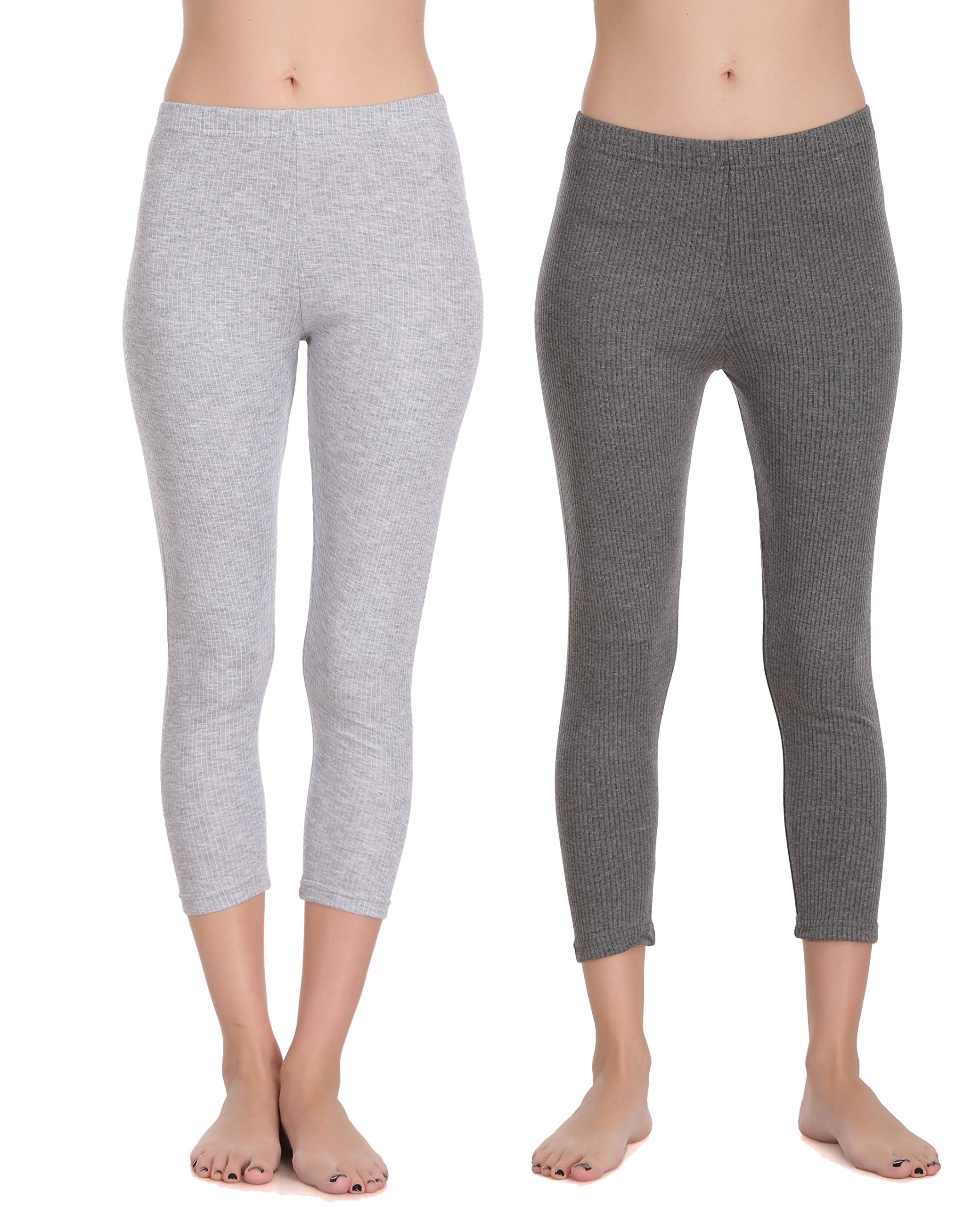 Women Cotton Blend Thermal Pyjama Set Pack of 2 (SW0442-M) Light Grey, Dark Grey-image-9