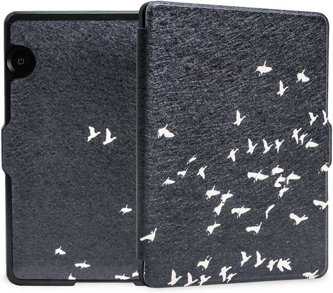 WALNEW Protective Case for Amazon Kindle Voyage(2014) The Thinnest and Lightest Colorful Painting PU Leather Cover with Auto Sleep/Wake Function,Bird