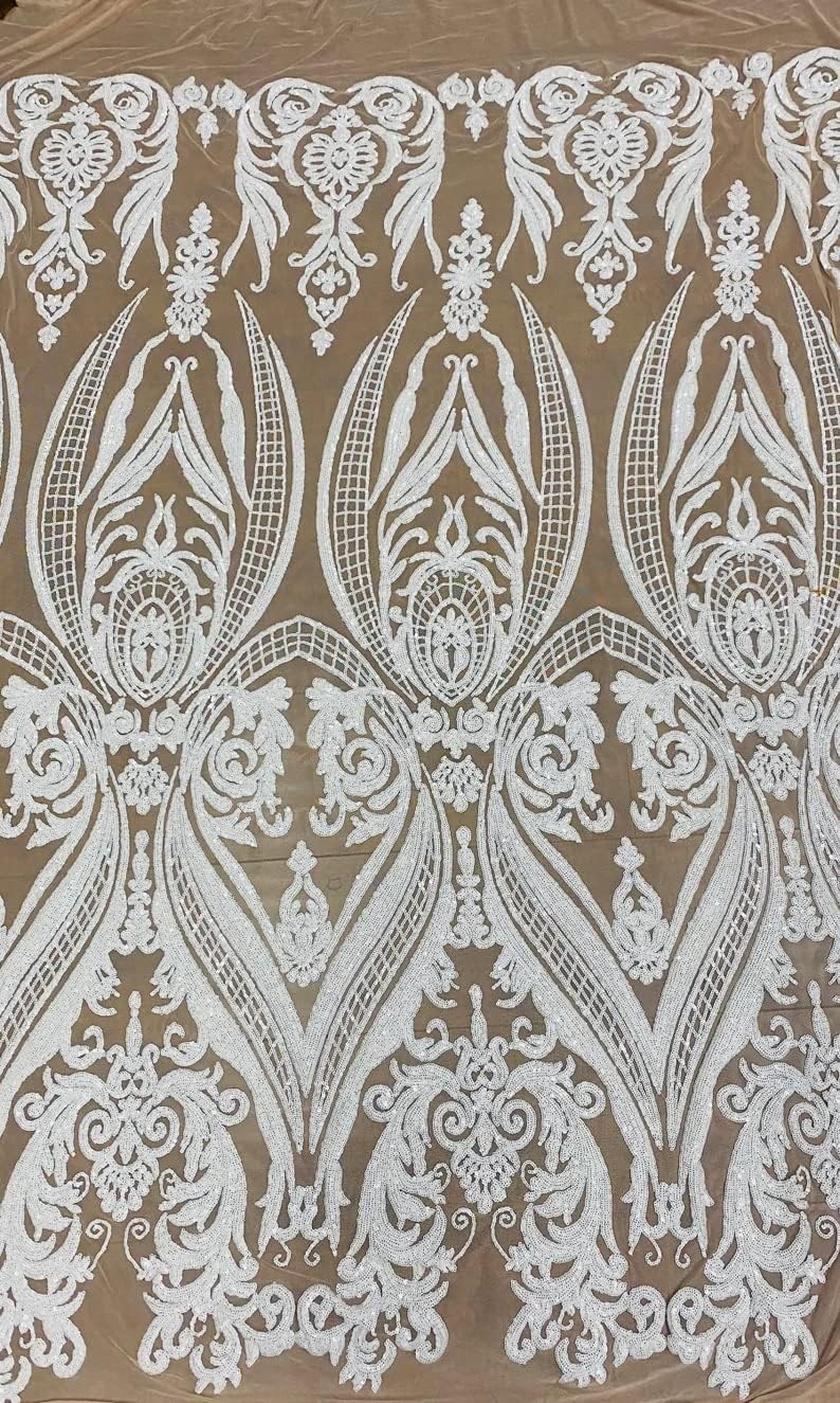 luvfabrics Sequin mesh Victorian Egg/Tulip, Sequin, 4-way Stretch, Fabric 54" Sold By the Yard, Wedding, Prom, Dresses,