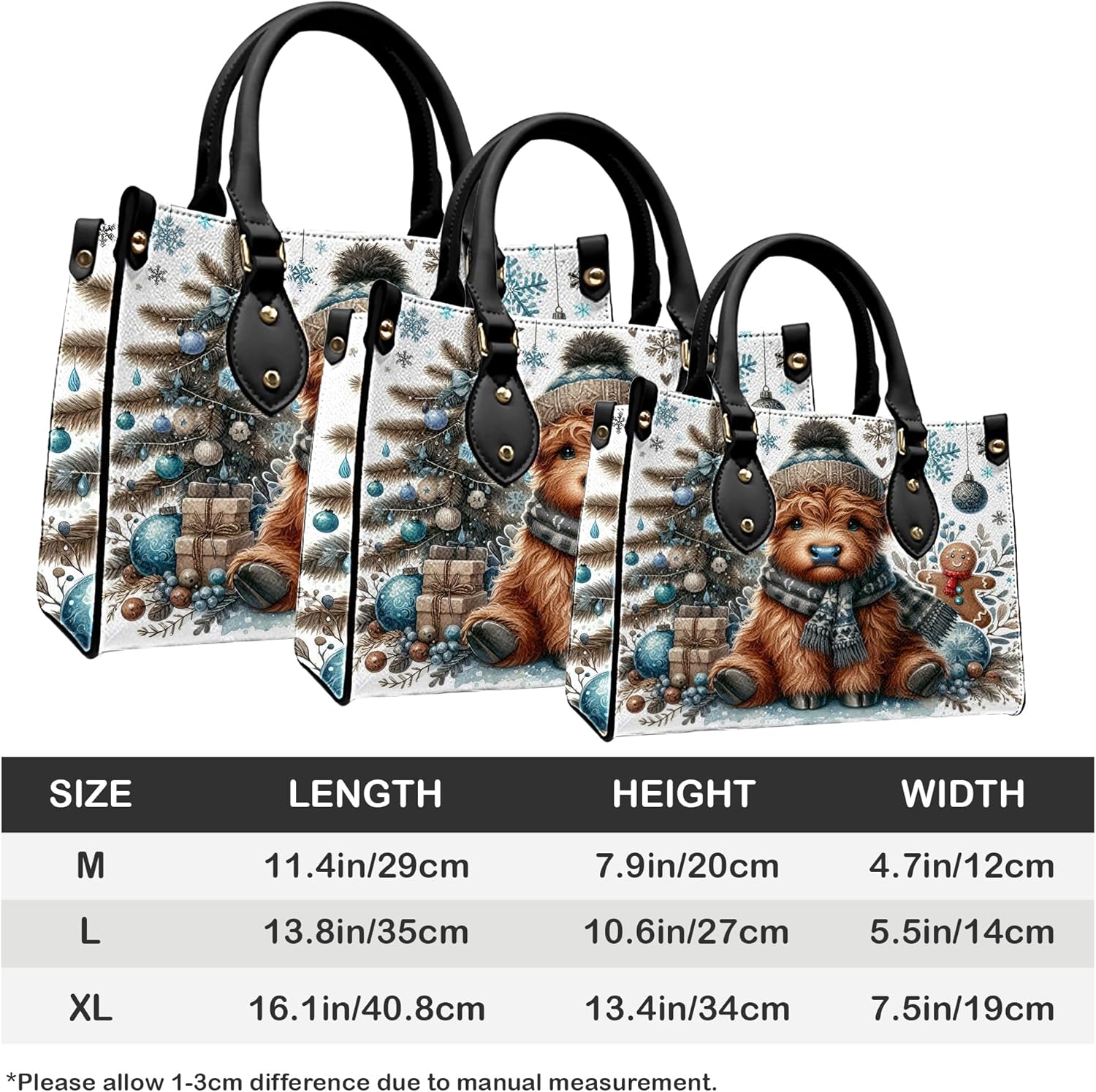 Highland Cow Leather Handbag Custom Cow Purse for Women Country Farm PU Leather Tote Gift for Farmers Girls Mom Gift - Image 5