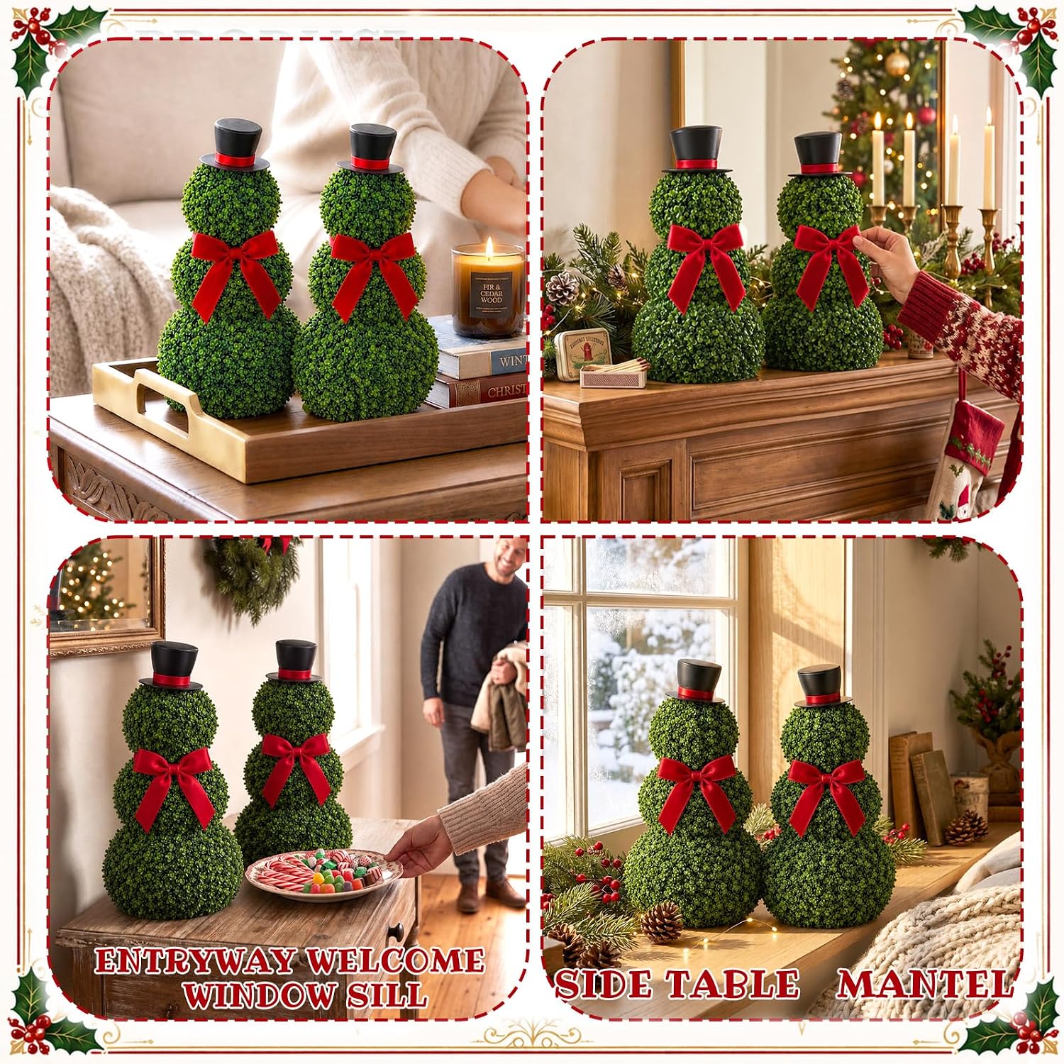 Thiccywoov 2 Pcs Christmas Snowman Topiary Decor 11.8''