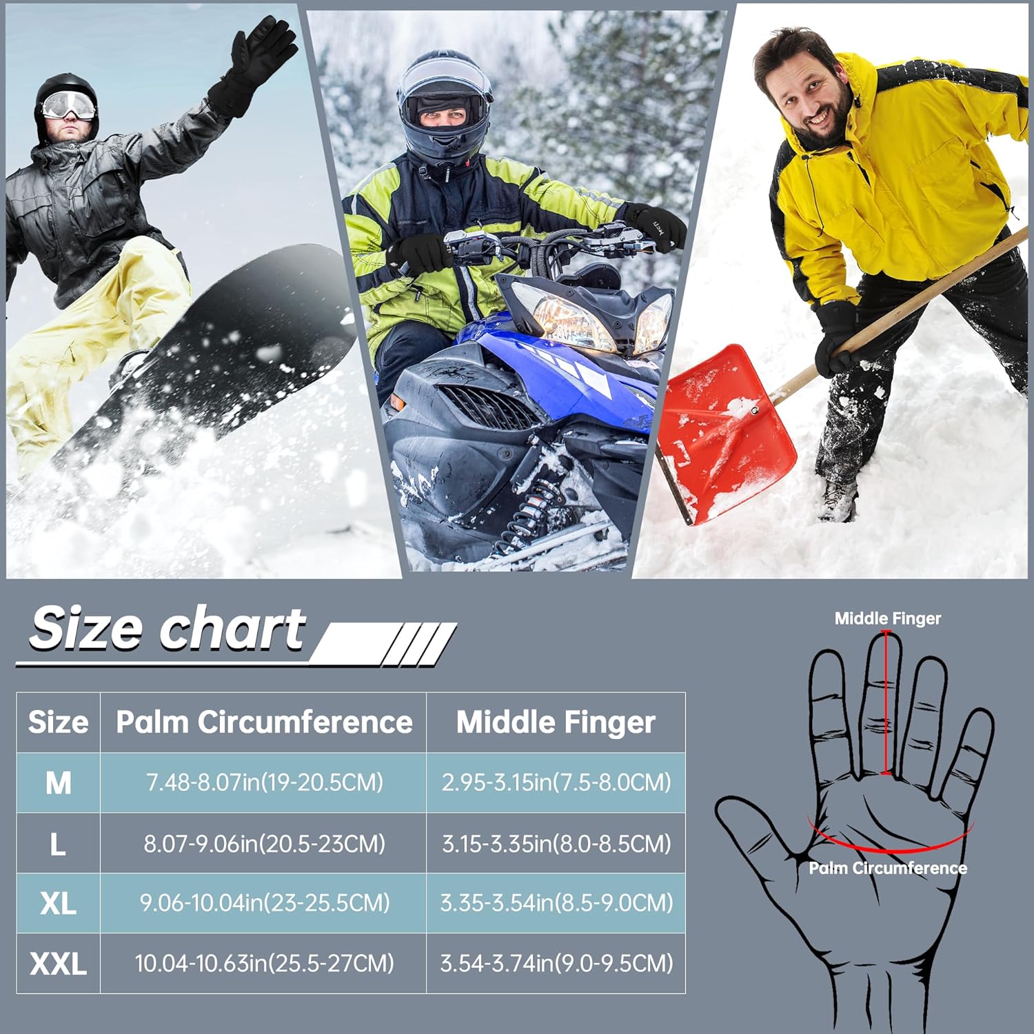 MCTi Pro Wrist Support Ski Gloves for Men, Winter Snowboard Gloves with Wrist Guard, Waterproof, 3M Thinsulate Warm, High Abrasion Resistance - Image 7