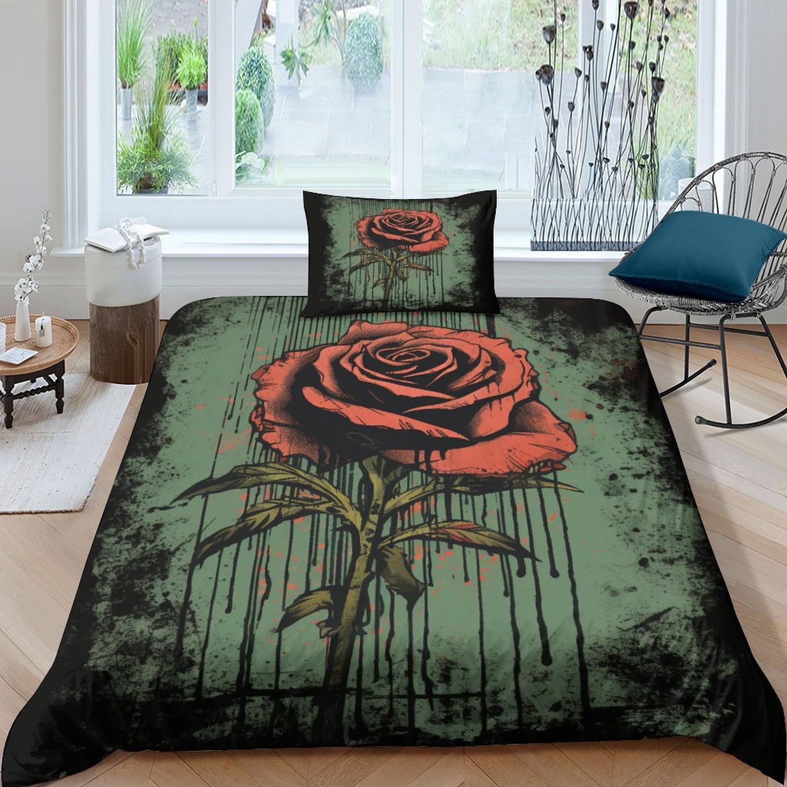 Housses de couettes 3D imprimé floral pour créer un cocon rétro dans la chambre