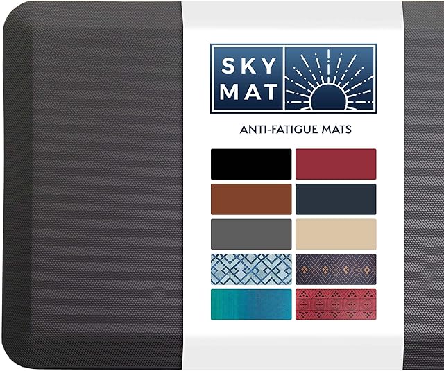 Sky Solutions Kitchen Mat - Padded, Non-Slip, Absorbable Anti Fatigue Standing Mat for Kitchen Floor, Standing Desk, Office & Garage (20x32x3/4-Inch, Grey)