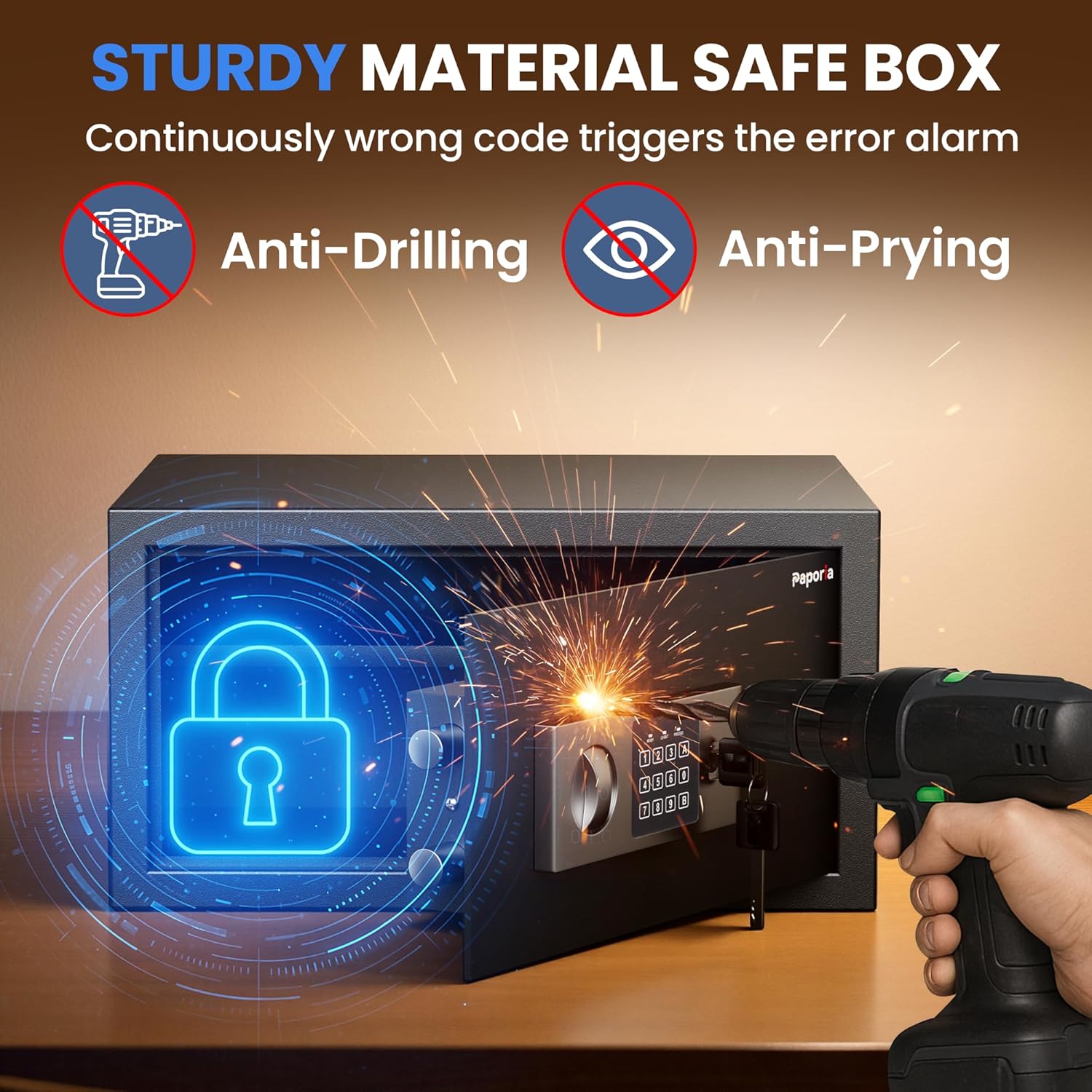 1 Cubic Feet Safe Box, Digital Security Lock Box with Shelf & Keypad & Combination, Alloy Steel Digital Home Safe for Home, Office, Hotel or Business, 17"W x 14.57"D x 9.25"H