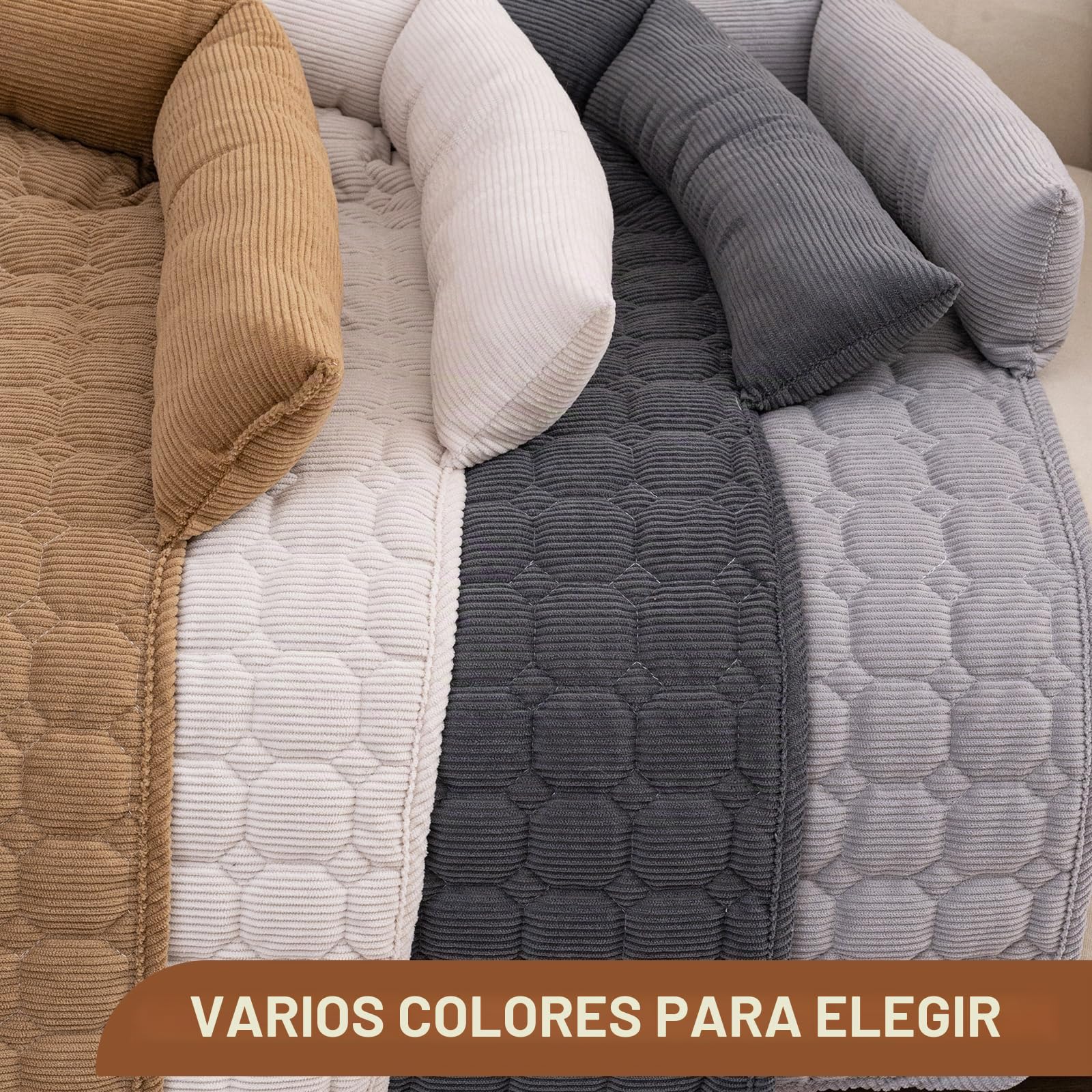 OKYUK Cama Premium para Perros - Protector de Sofá para Mascotas, Cojín para Perros Hecho a Mano y Lavable, Colchoneta Suave para Perros de Todos los Tamaños (Pana Café, 90 x 90 CM)