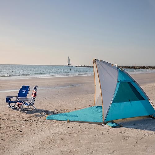 Miniatura 6 de WolfWise Tienda de campaña de playa portátil para 4-5 personas UPF 50+, sombrilla con suelo extensible, color azul, XL