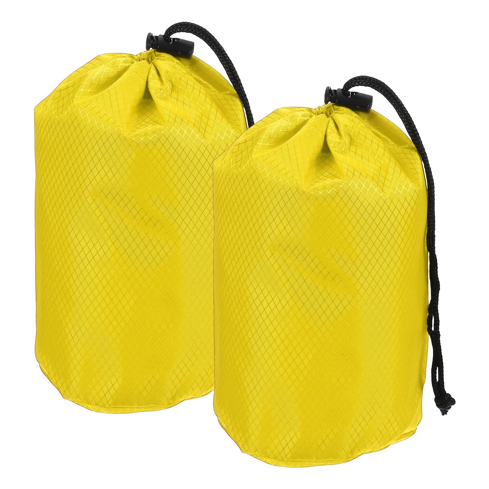 YELARXI Stuff Sack, Waterproof Ditty Bags Storage Sacks Portable Outdoor Ultralight Drawstring Dry Stuff Bag Gear with Toggle 4x8In & 2 Pack & Yellow for (Backpacking Camping Hiking)