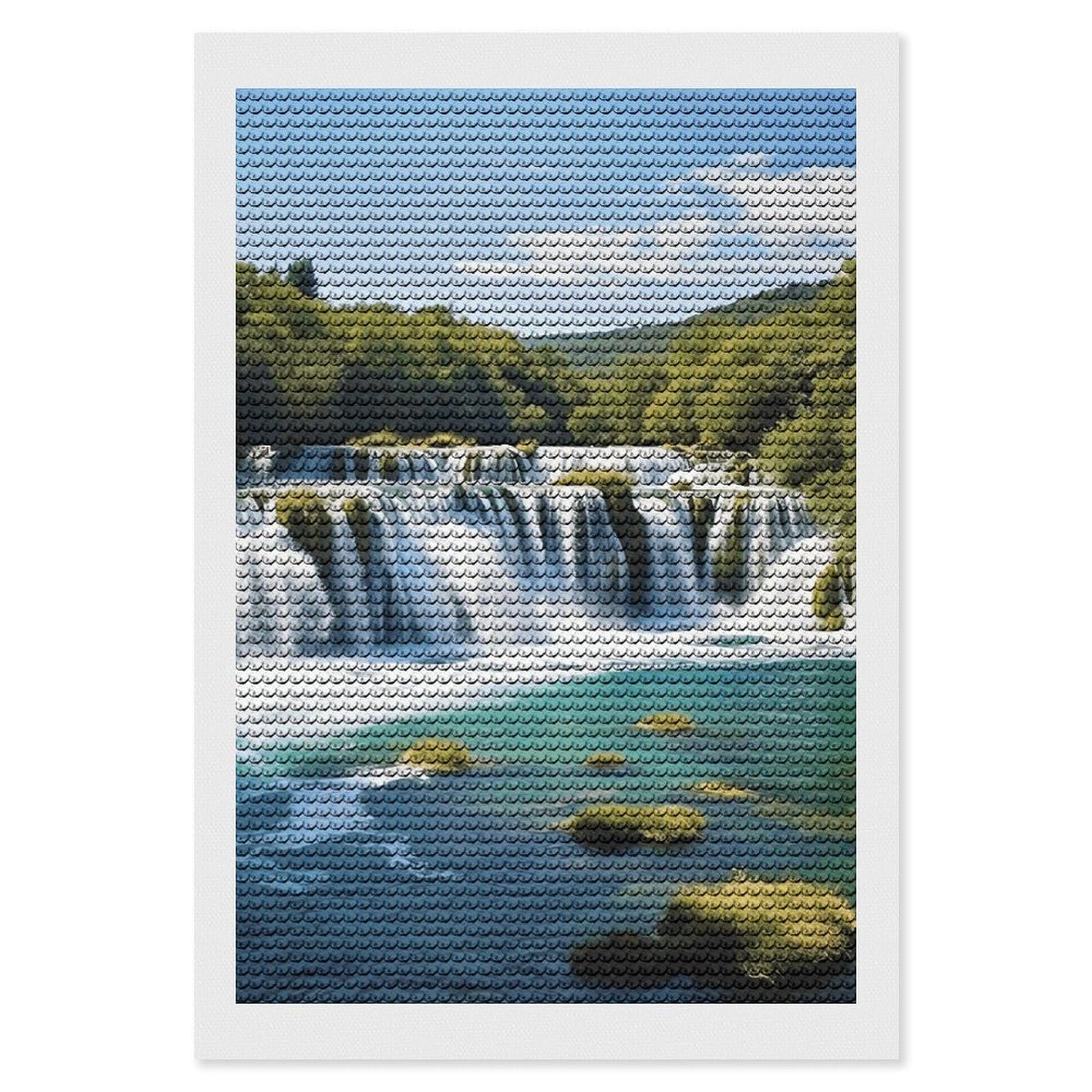 Diamond Painting Kits for Adults - DIY Diamond Art Kits for Beginners - Full 5D Paint Drill Diamond Dots Paintings- Waterfalls on Krka River Diamonds Pictures Gem Art And Craft Wall Decor 8"x12"