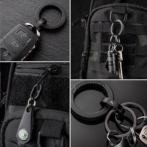 Miniatura 7 de FEGVE Llavero con clip con 2 llaveros + clip para llavero FEGVE con mini anillos de conexión de liberación rápida de titanio