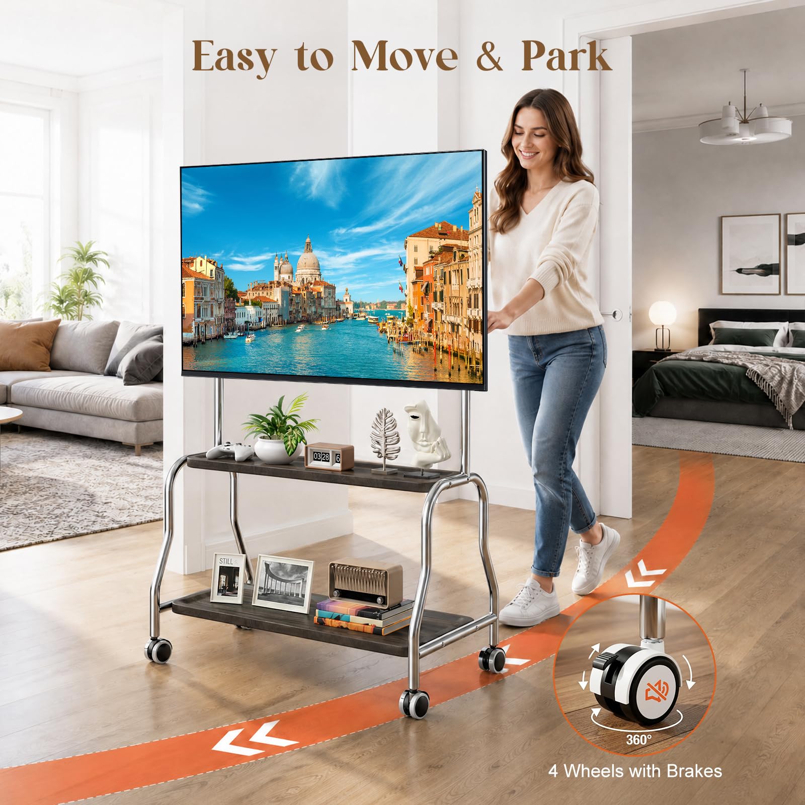Carrello TV mobile 32‑75" per TV piatte e curve