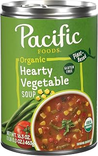 Pacific Foods Organic Hearty Vegetable Soup - Plant-Based Vegan, Gluten-Free, 70% Daily Veggies, 16.3 oz Can