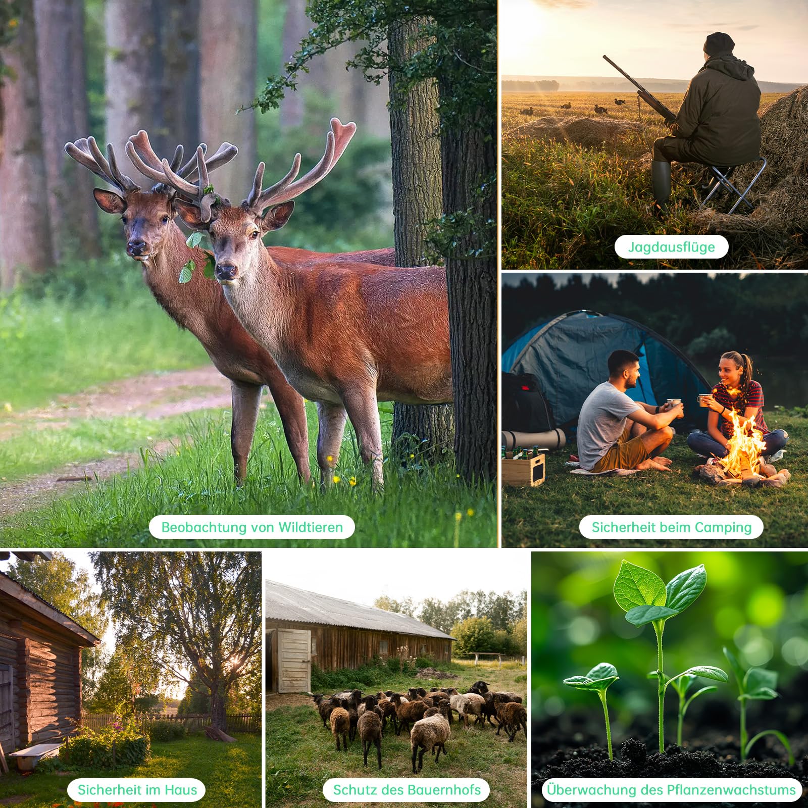 Hrivcam 4K 64MP Wildkamera mit Handyübertragung APP, Solar WLAN Bluetooth Eingebaute 5000mAh, 64GB Speicherkarte, Wildkamera mit Bewegungsmelder Nachtsicht, IP67 Wasserdicht 130°Weitwinkel