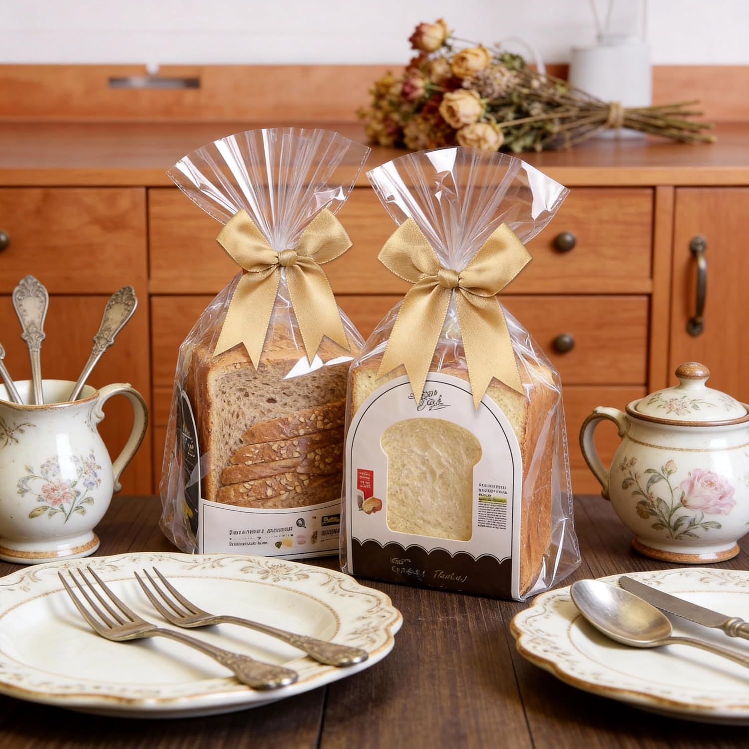 Gold Gift Wrap Bows - 50 Pcs 3.3 Inch Elegant Bows for Gift Wrapping, Party Decorations, Wedding Decor, Baby Shower, Christmas, Birthday, Crafts, Gift Bags - Image 5