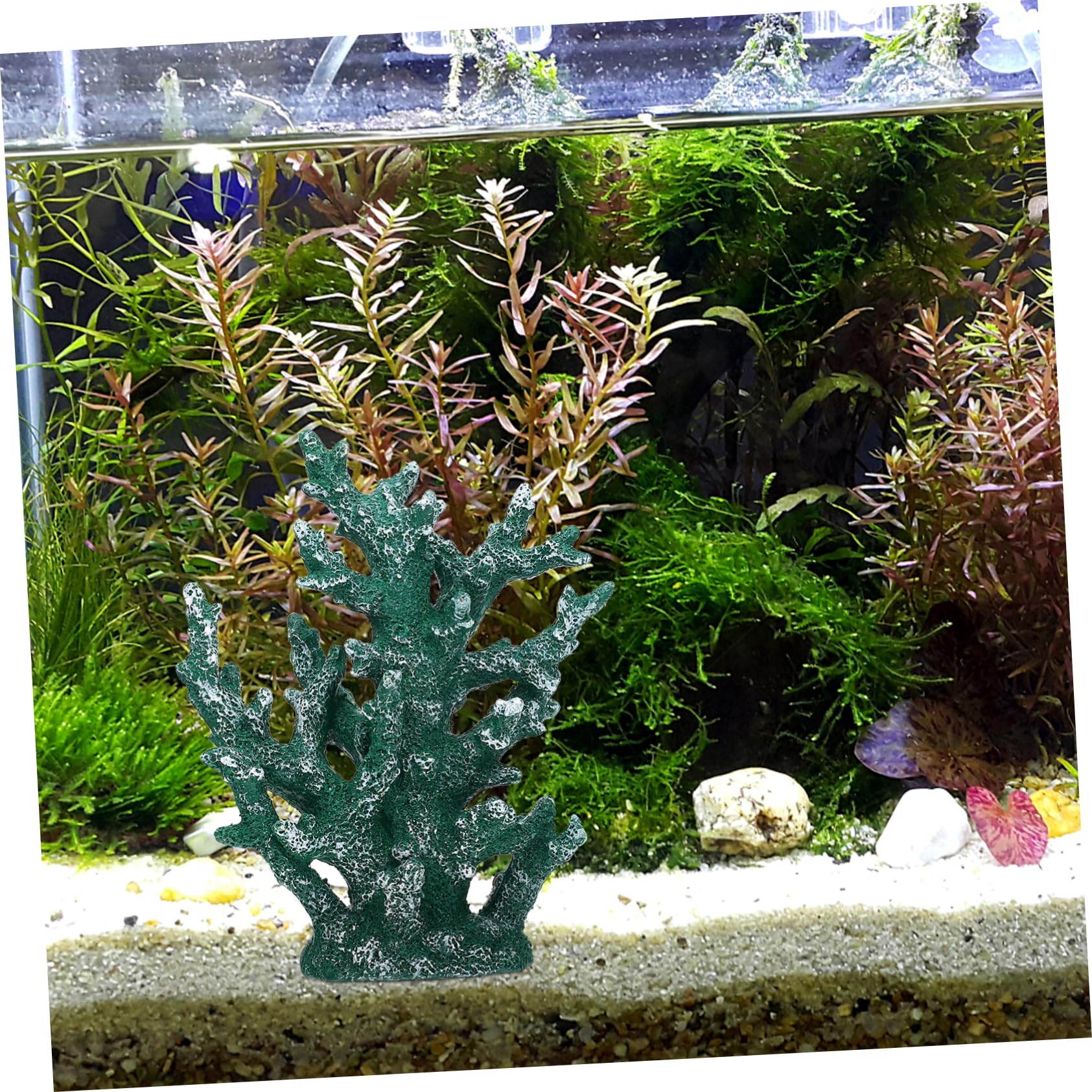 Toddmomy Decoración de Coral Artificial para Acuario Grande de Resina Verde