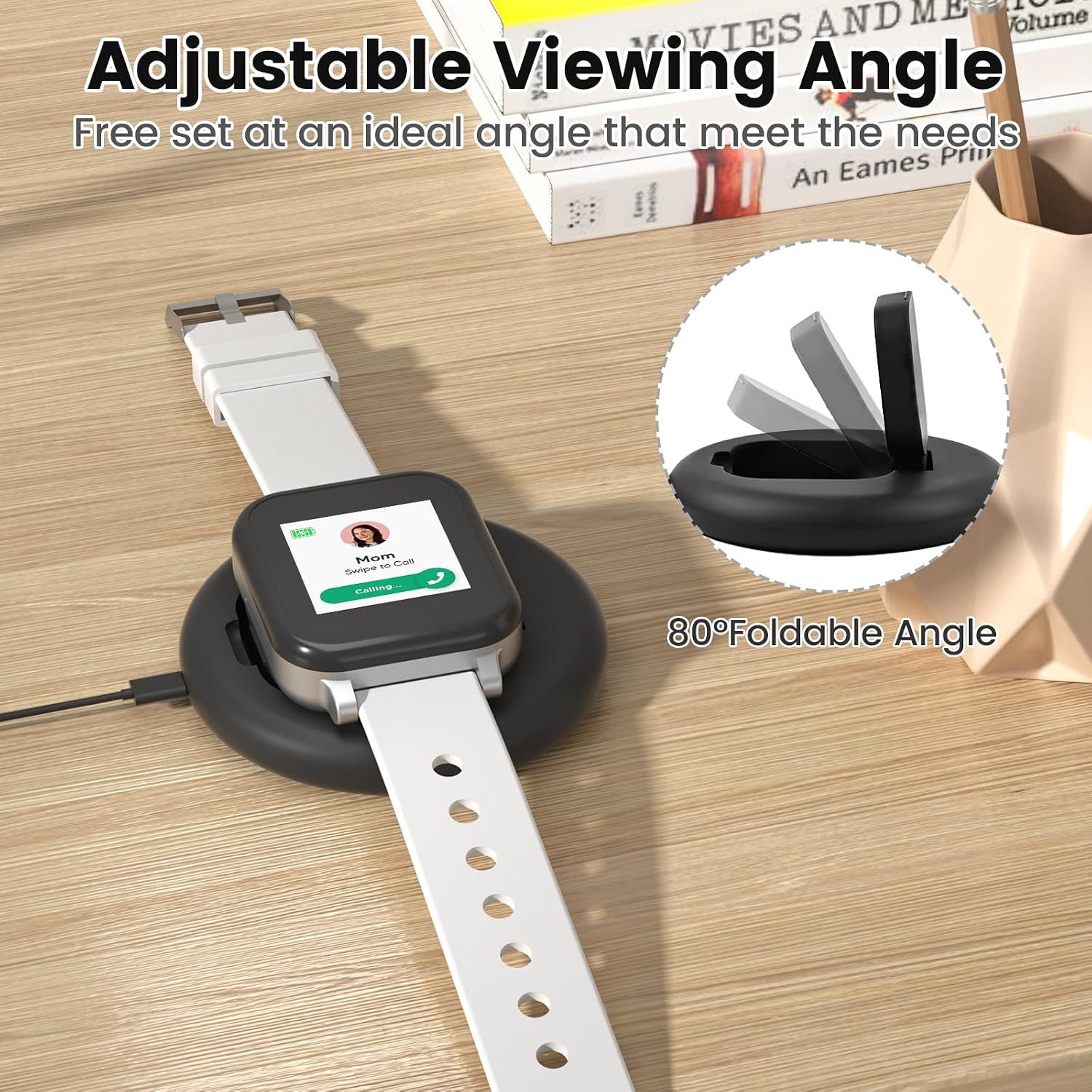 Charging Stand Compatible with Gabb Watch 3e/3, Portable & Foldable Wireless Magnetic Charger Accessories with 3.3 Feet Charging Cord (Not for Gabb Watch 2/1) (Black)