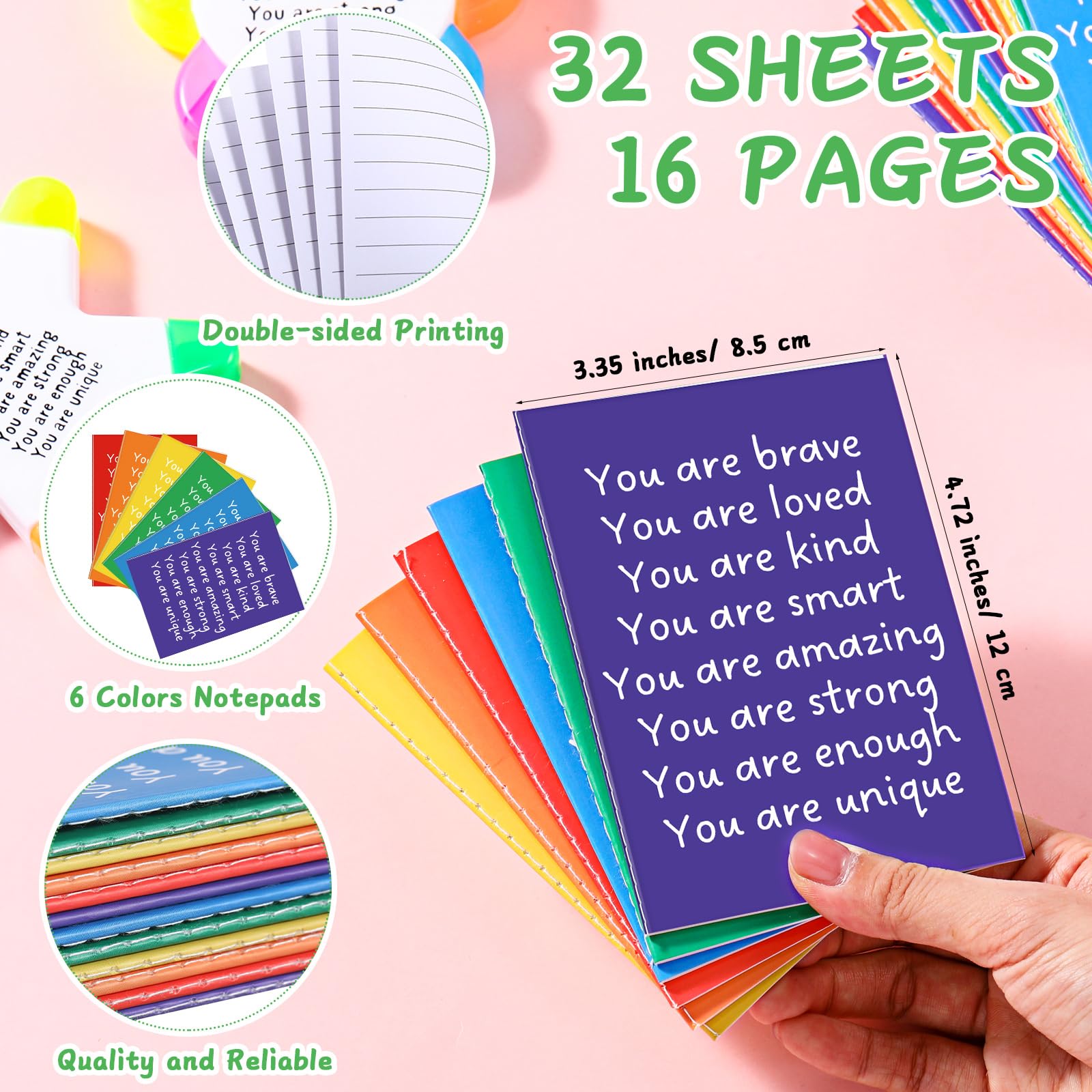 AmazingSpark 18 Sets Schulanfangs-Geschenke für Schüler, Textmarker mit Mini-inspirierenden Notizbüchern, Organza-Beutel, 5-in-1, fluoreszierende Stifte, Bestätigungsgeschenke für Schule