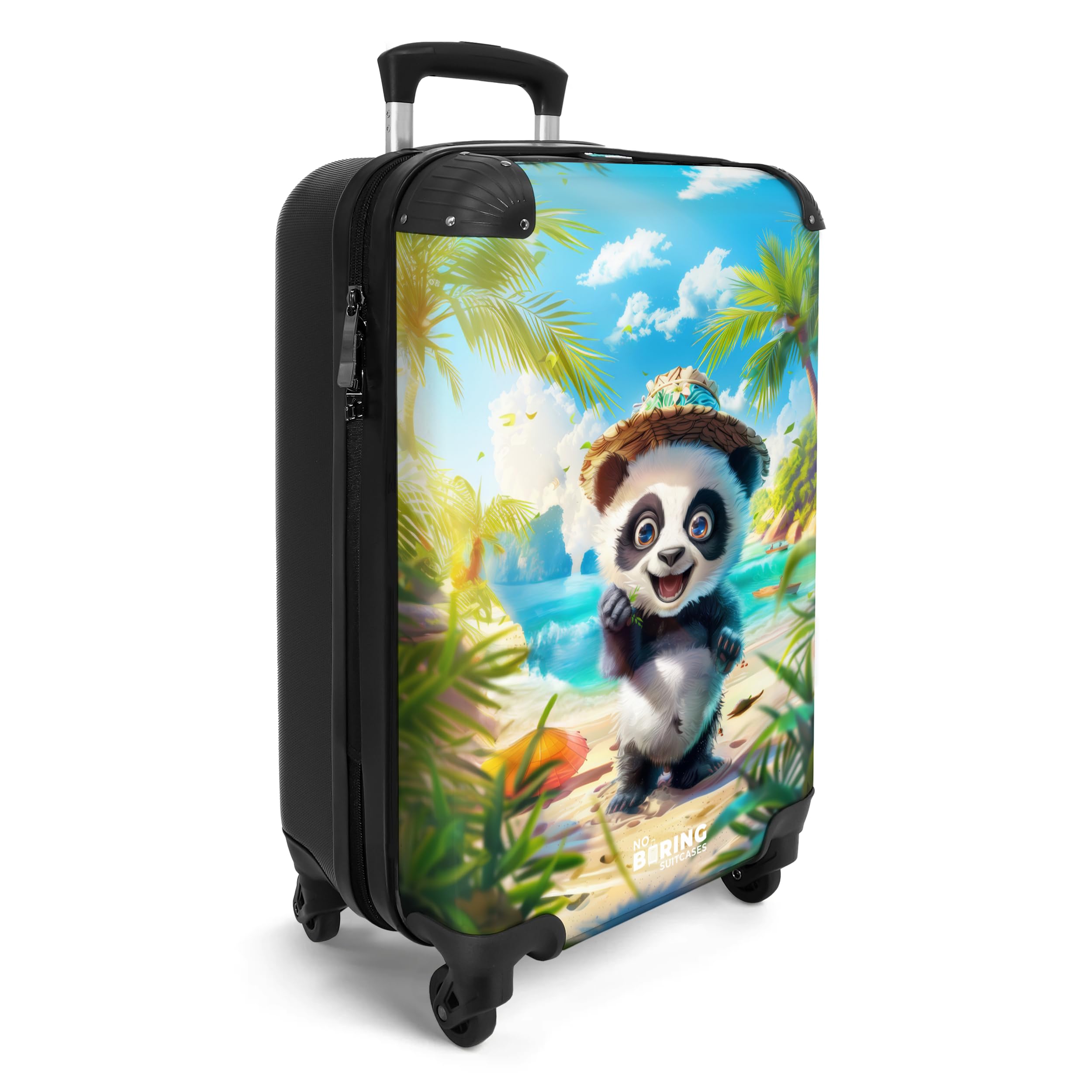 NoBoringSuitcases.com Valise Enfant Cabine à Roulettes 55x35x25cm - Collection Panda Tropical