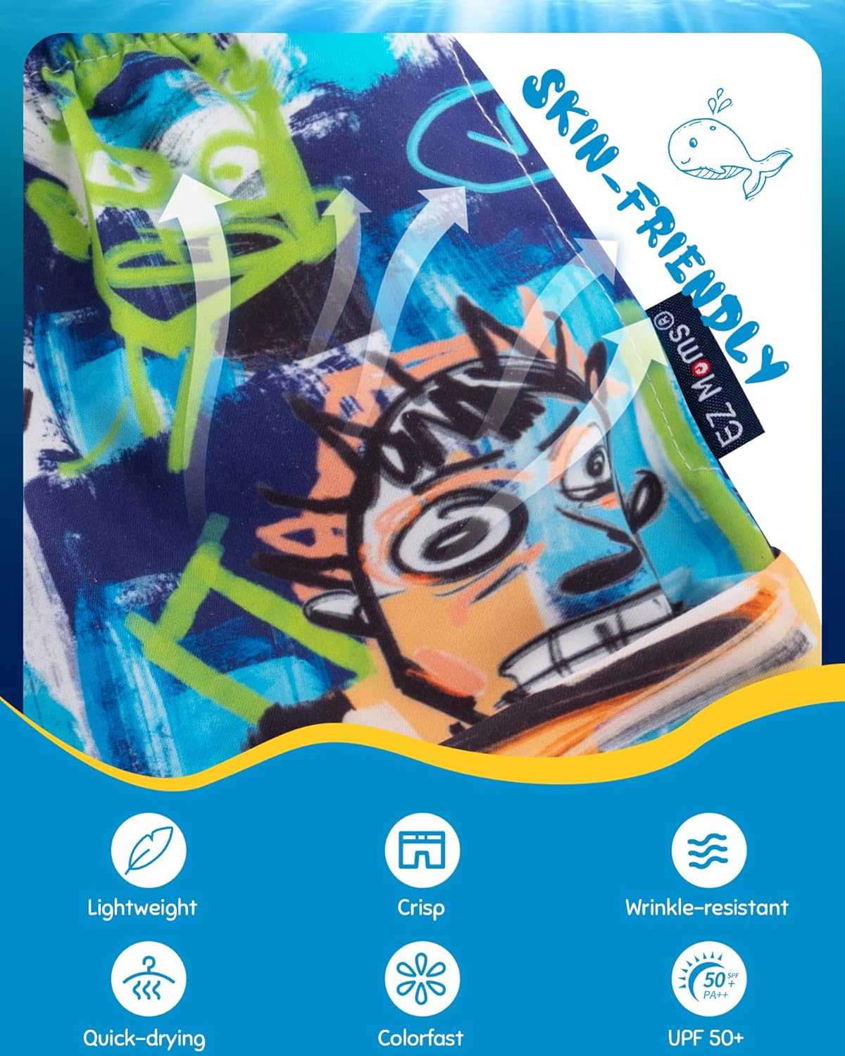 EZ Moms Boys Swim Trunks with Compression Liner Stretch Toddler Swim Shorts Quick Dry Anti-Chafe Boys Board Shorts 2-12T - Image 5