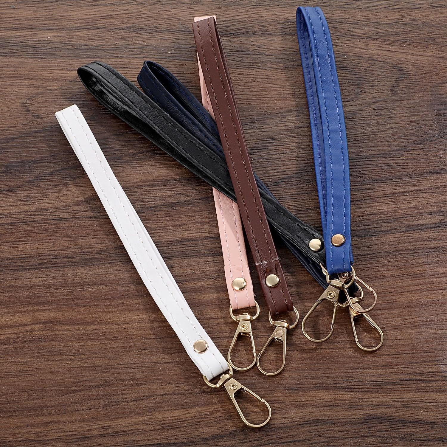 Thinp 6 Pcs Leather Wristlet Strap, Genuine Leather Keychain Strap Multicolor Hand Wrist Lanyard Short Purse Straps Replacement Handbags Straps for Wallet Purse Clutch Cellphone Case