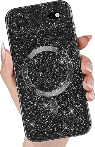 Miniatura 59 de Funda para iPhone 15 Pro con purpurina compatible con Magsafe, funda magnética Mag Safe para teléfono femenina, linda, brillante y bonita para Rosa