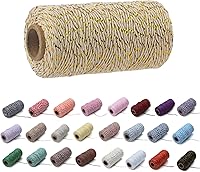 Vista 11 de 1 rollo de cuerda de algodón colorida de 0.079 in de 109 yardas, cuerda para panaderos, manualidades, envoltura de regalos, Navidad, boda, blanco