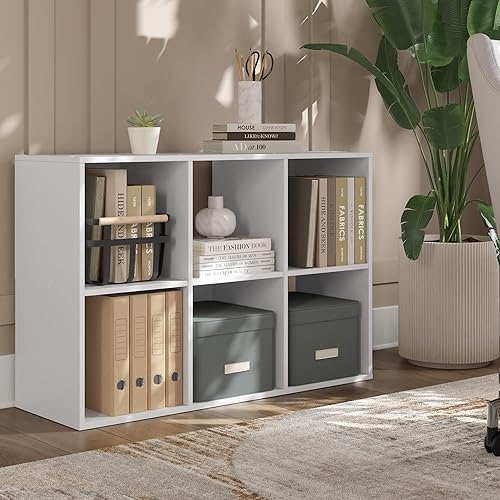 Miniatura 146 de Signature Design by Ashley Paxberry Coastal - Organizador de almacenamiento o librero moderno de 6 cubos, color blanqueado, diseño costero