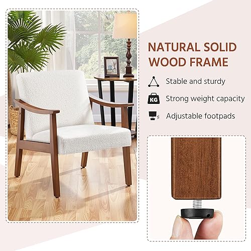Miniatura 16 de Yaheetech Silla decorativa, silla de sala de estar de mediados de siglo, silla auxiliar moderna de tela de lino con respaldo alto para sala de