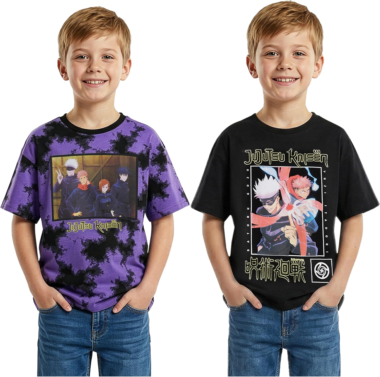 Get Trend Jujutsu Kaisen | Hunter x Hunter | Spy x Family Boys T Shirts, 2 Pack Short Sleeve Tops, Graphic Tees, Anime Gifts