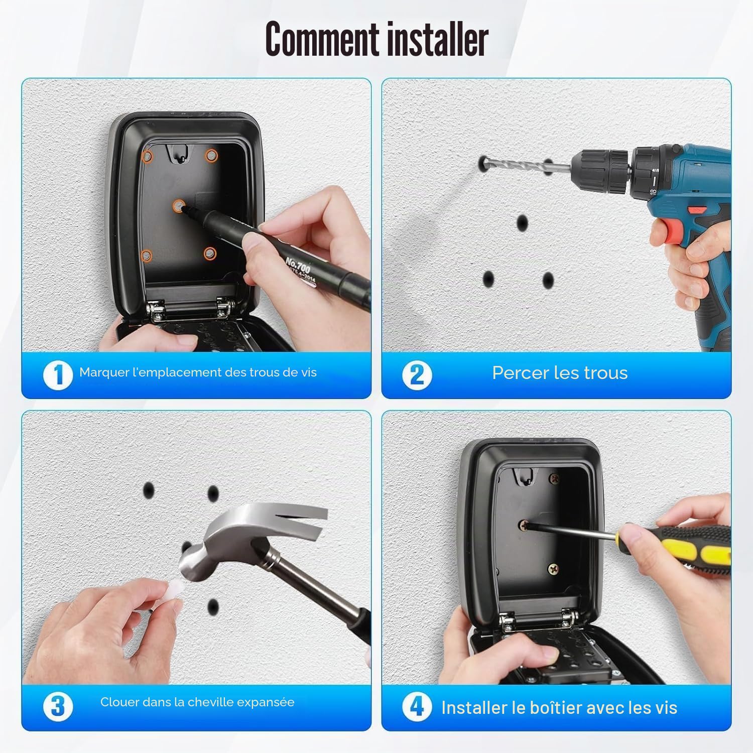 PAIRIER Boite a Clefs de Securisee Exterieur Grande Boîte à Clés Murale Étanche avec Code à 12 Chiffres, Boite à Clé Sécurisée, étanche à l'eau et à la Rouille pour L'école de Garage à Domicile