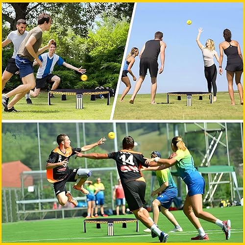 Miniatura 6 de Fastes Juego de pelota de red redonda con bolsa de transporte, juego de pelota de playa de red redonda para jugar en interiores y exteriores, patio