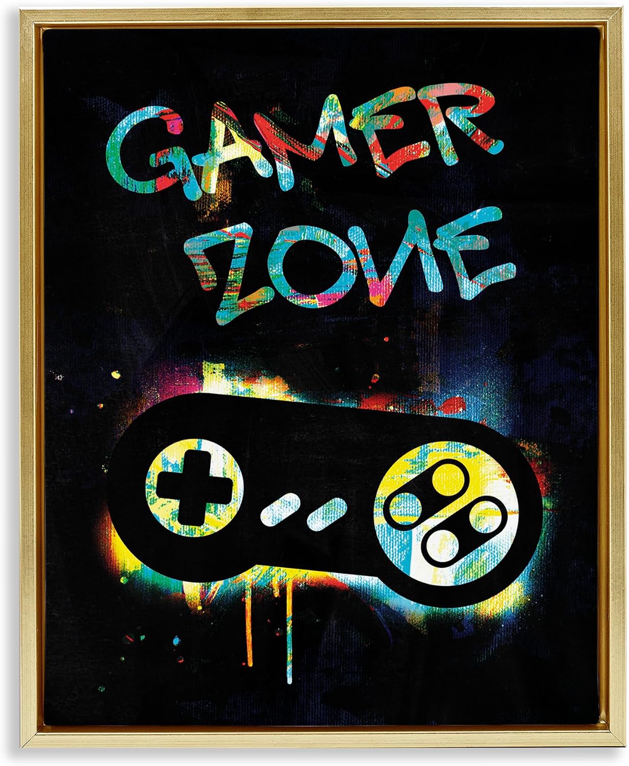 Gamer Zone Neon Controller, 24 x 30 Inch Canvas in Floater Frame