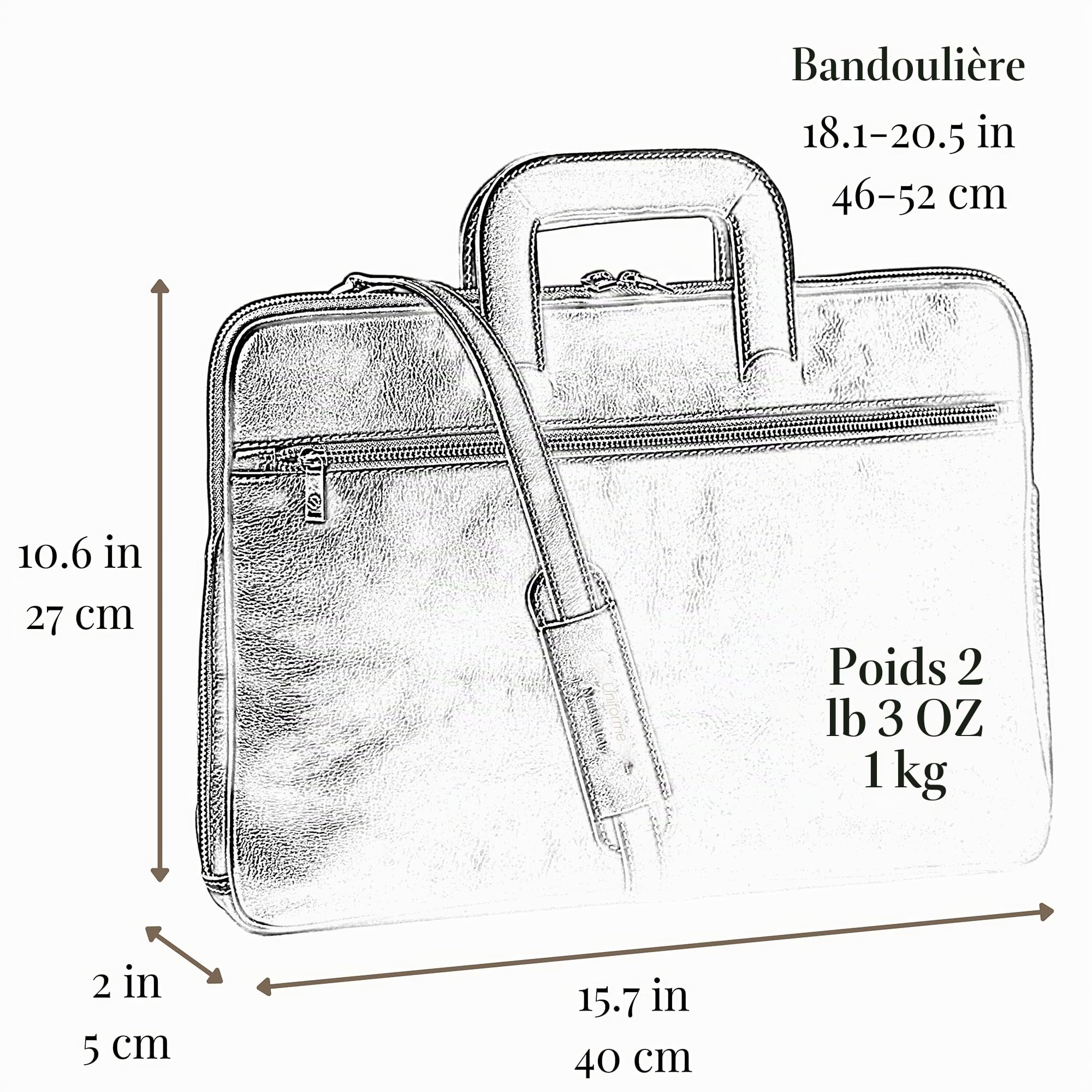 Time Resistance Mallette en Cuir Mince - Sac d'Ordinateur en Cuir Italien Fait à la Main - Sac pour Ordinateur Portable