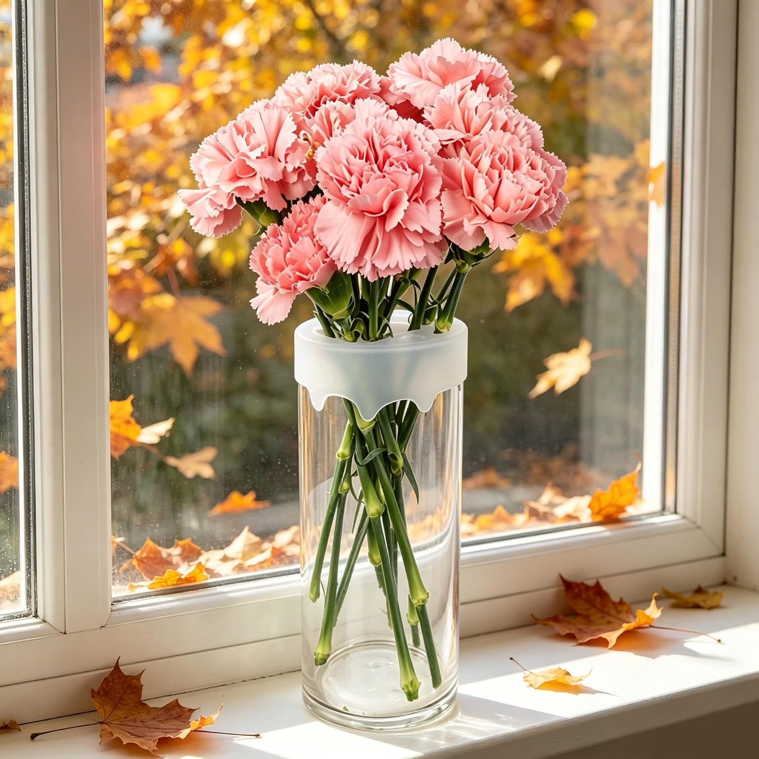 Silicone Flower Arranger Grid, Flexible Reusable Floral Stem Holder for Vases, Waterproof DIY Flower Arrangement Tool for Home & Events (Clear)