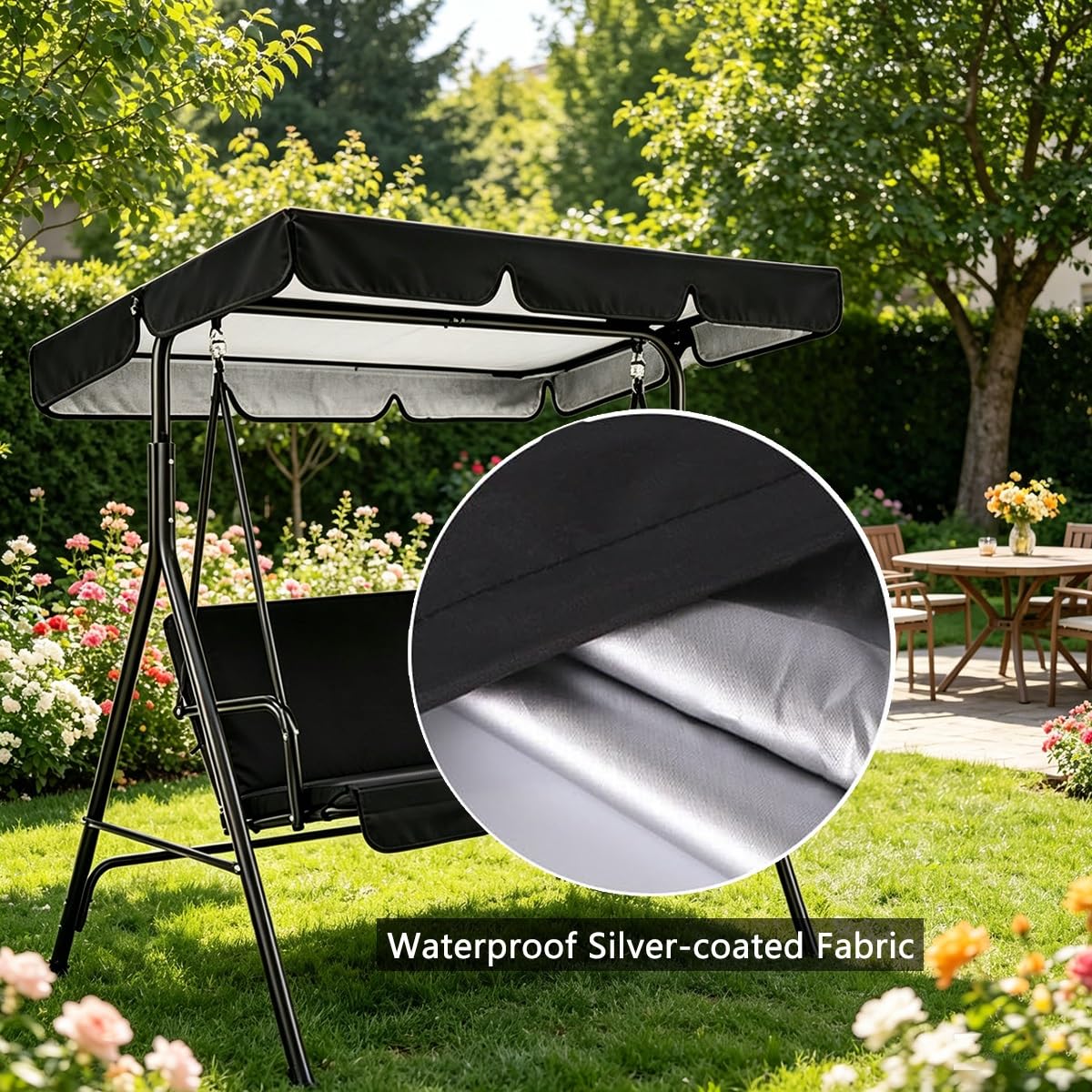 Toile de Rechange pour Balancelle, Toit de Balançoire 2 à 3 Places, pour Terrasse Jardin Extérieur Imperméable Anti-UV(Rouge,190x132x15cm)