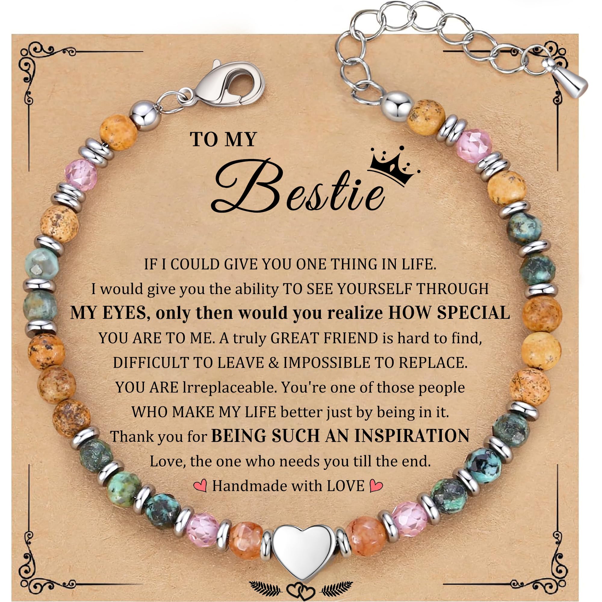 Best Friend Bracelet Gifts for Women Sister Bestie, Christmas Gift for Teens Mom Daughter Granddaughter Birthday Gift for Her Stocking Stuffers
