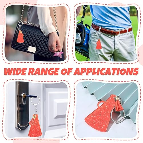 Miniatura 4 de Cunno 20 juegos de llaveros acrílicos para megáfono de animadora con borla para regalo de equipo de animadoras (naranja brillante, naranja oscuro),