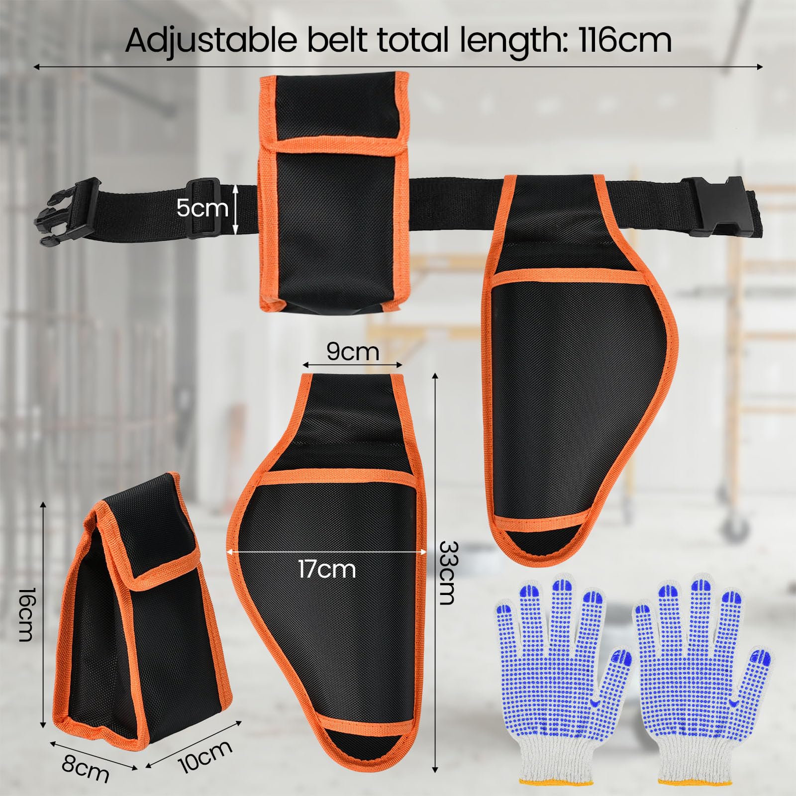 Funda para Tijeras de Podar Electrica Ajustable para Tijeras Eléctricas, Bolsa de Cinturón para Herramientas para Tijeras de Podar, con Guantes, Bolsa de Herramientas de Jardín