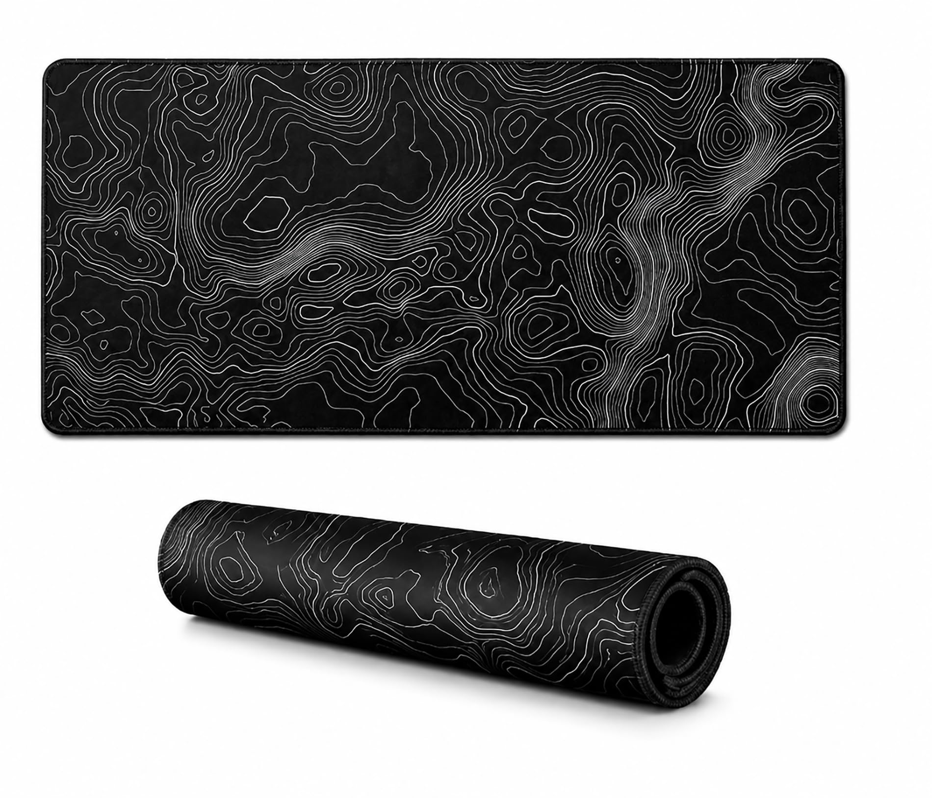 Large Mouse Pad Mat（11.8x31.5 in Extended Gaming Mouse Pad with Non-Slip Rubber Base,Background Topographic Map Lines Contour Geographic for Gaming Office Laptop Computer Men Women