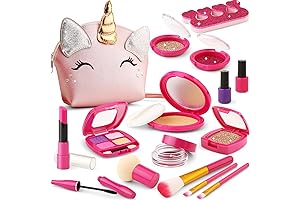 Pretend Makeup Set for Toddlers, Exquisite Unicorn Purse with Washable Play Toy...