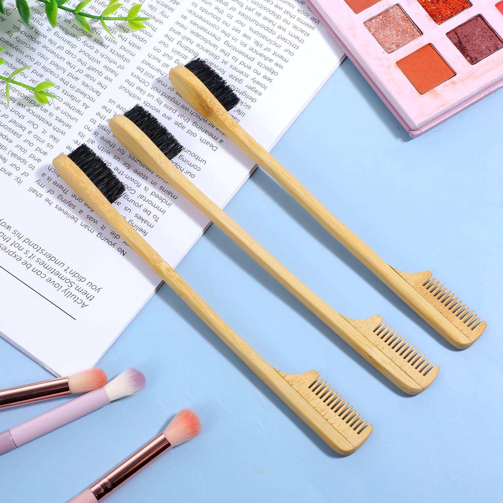 Cepillo de control de bordes, 3 piezas de cepillo de borde resistente para bigote para hombres, cepillo de borde 2 en 1, peine de peinado, herramientas de cuidado suave, accesorios compactos para 3