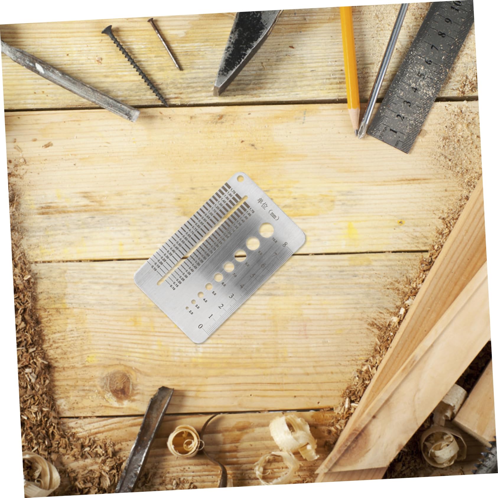 Drill Bit Gauge Tool Measure Tape Width Gauge Gaps Gauge Drill Hole Gauge Valve Thickness Gauge Drill Gauge Stainless Steel Silver CHILDWEET