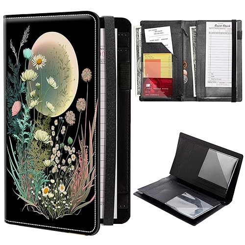 Miniatura 25 de Libros de calaveras para camarera, de piel sintética, con cierre de vendaje elástico, organizador con bolsillo con cremallera, 11 bolsillos